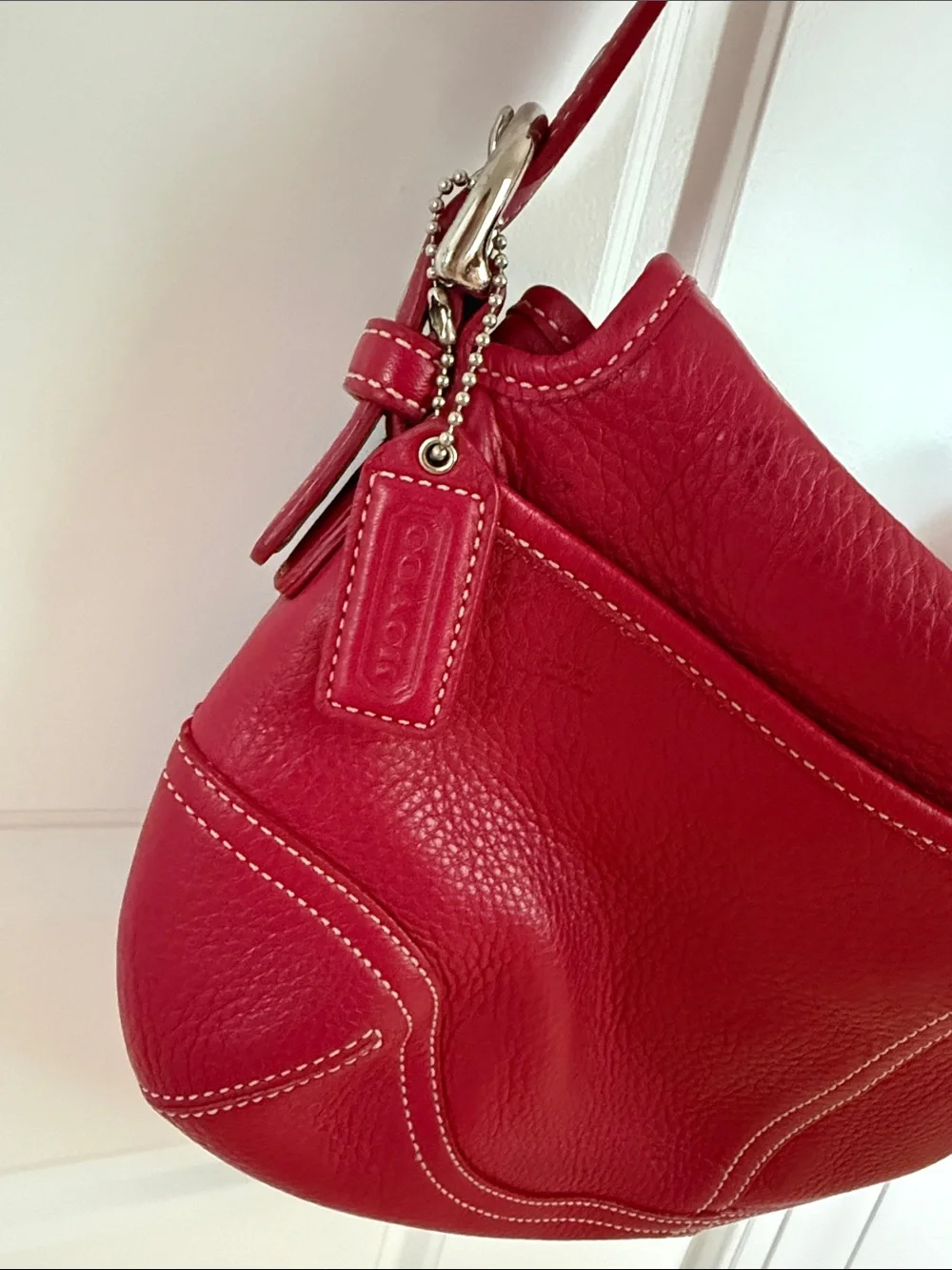 Coach Pebbled Leather Shoulder Bag in Fuchsia - Picture 2 of 4